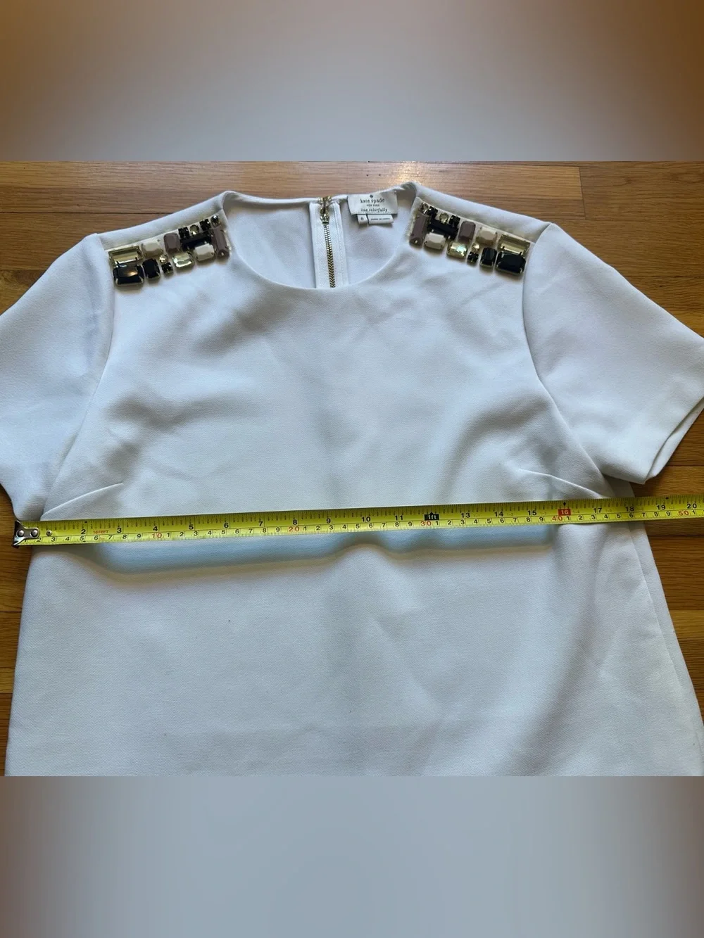 kate‎ spade White Jewel-Embellished Shoulder Blouse